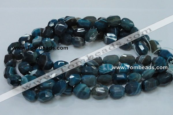 CAG217 15.5 inches 15*20mm faceted nugget blue agate gemstone beads