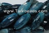 CAG218 15.5 inches 10*20mm faceted rice blue agate gemstone beads