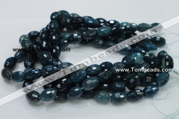 CAG219 15.5 inches 13*18mm faceted rice blue agate gemstone beads