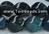 CAG220 15.5 inches 13*18mm twisted blue agate gemstone beads