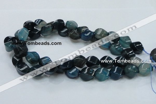 CAG220 15.5 inches 13*18mm twisted blue agate gemstone beads