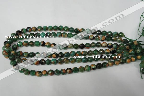 CAG2222 15.5 inches 8mm faceted round fire crackle agate beads