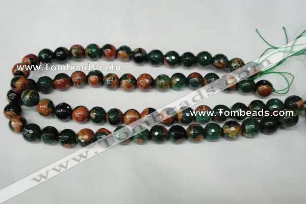 CAG2224 15.5 inches 12mm faceted round fire crackle agate beads