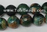 CAG2225 15.5 inches 14mm faceted round fire crackle agate beads