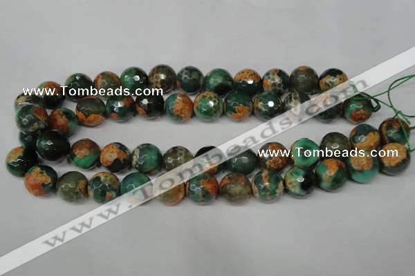 CAG2226 15.5 inches 16mm faceted round fire crackle agate beads