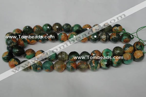 CAG2227 15.5 inches 18mm faceted round fire crackle agate beads