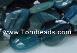 CAG223 15.5 inches 15*20mm faceted briolette blue agate beads