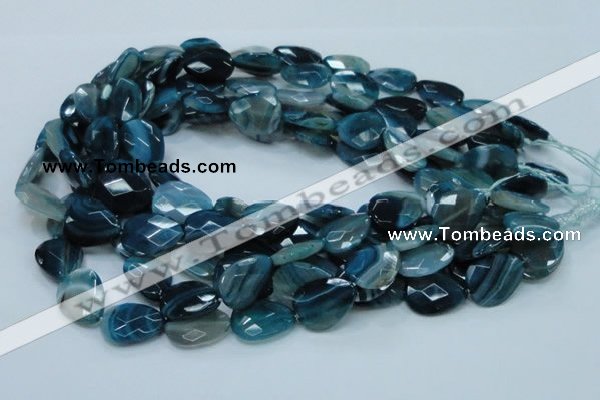 CAG223 15.5 inches 15*20mm faceted briolette blue agate beads