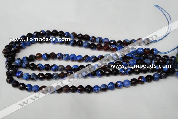 CAG2232 15.5 inches 8mm faceted round fire crackle agate beads