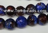 CAG2235 15.5 inches 14mm faceted round fire crackle agate beads