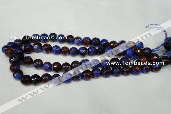 CAG2235 15.5 inches 14mm faceted round fire crackle agate beads