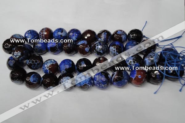 CAG2237 15.5 inches 18mm faceted round fire crackle agate beads