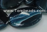 CAG224 15.5 inches 25*35mm faceted oval blue agate gemstone beads