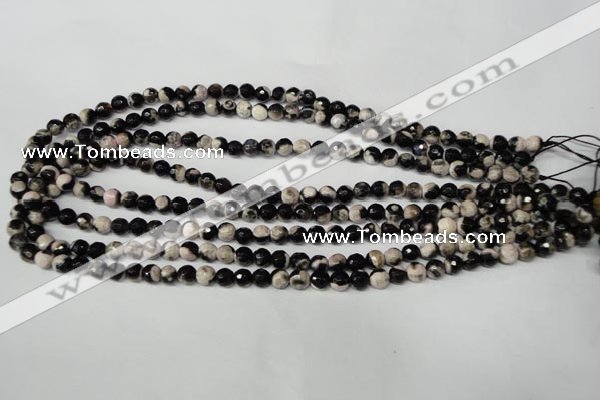 CAG2241 15.5 inches 6mm faceted round fire crackle agate beads
