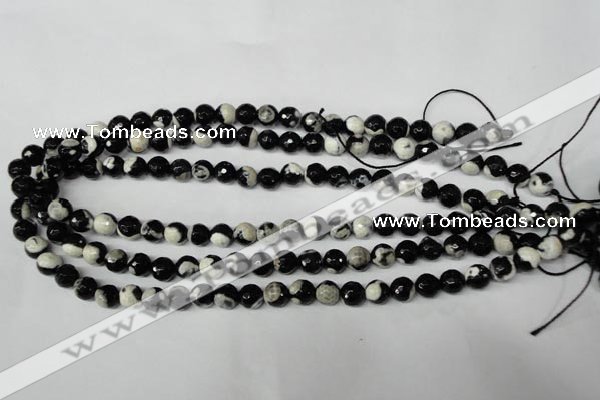 CAG2242 15.5 inches 8mm faceted round fire crackle agate beads