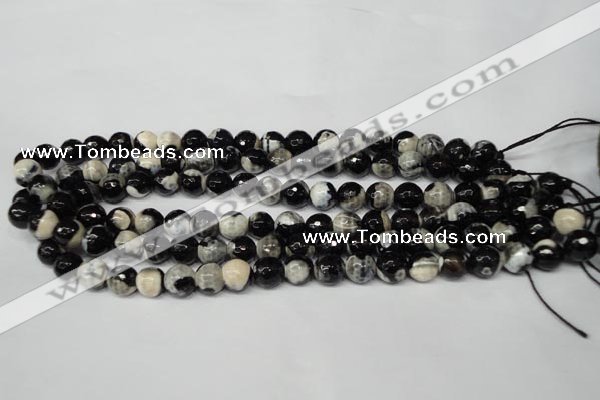 CAG2243 15.5 inches 10mm faceted round fire crackle agate beads