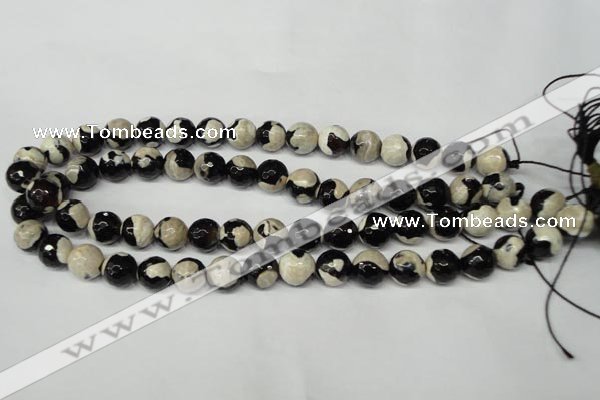 CAG2244 15.5 inches 12mm faceted round fire crackle agate beads