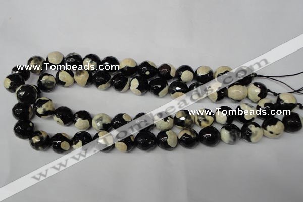 CAG2245 15.5 inches 14mm faceted round fire crackle agate beads