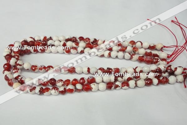 CAG2251 15.5 inches 6mm faceted round fire crackle agate beads