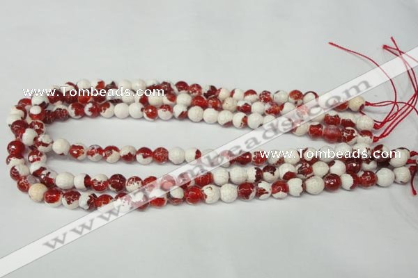 CAG2252 15.5 inches 8mm faceted round fire crackle agate beads