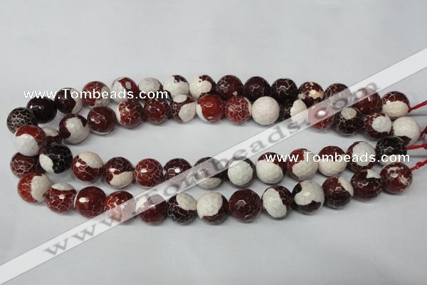 CAG2255 15.5 inches 14mm faceted round fire crackle agate beads