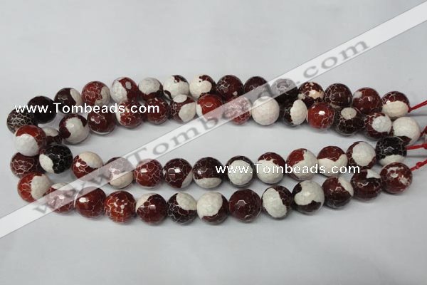 CAG2257 15.5 inches 18mm faceted round fire crackle agate beads