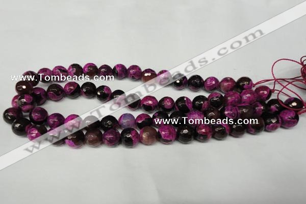 CAG2264 15.5 inches 12mm faceted round fire crackle agate beads