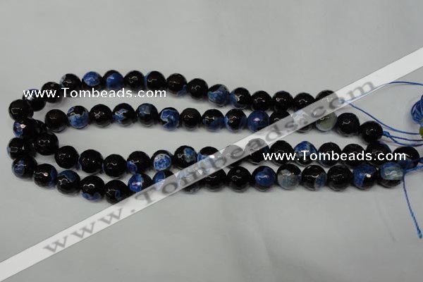 CAG2274 15.5 inches 12mm faceted round fire crackle agate beads