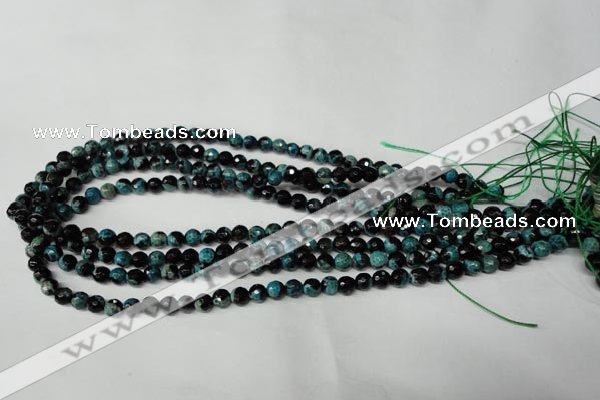 CAG2281 15.5 inches 6mm faceted round fire crackle agate beads