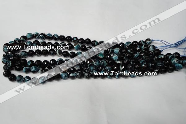 CAG2282 15.5 inches 8mm faceted round fire crackle agate beads