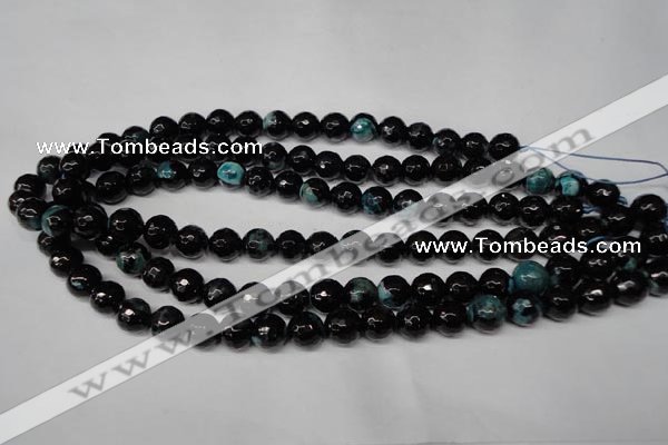 CAG2283 15.5 inches 10mm faceted round fire crackle agate beads