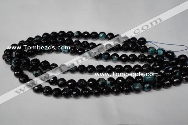 CAG2284 15.5 inches 12mm faceted round fire crackle agate beads