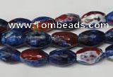 CAG2290 15.5 inches 8*12mm faceted rice fire crackle agate beads