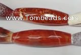 CAG2293 15.5 inches 12*40mm faceted rice fire crackle agate beads
