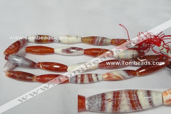 CAG2293 15.5 inches 12*40mm faceted rice fire crackle agate beads