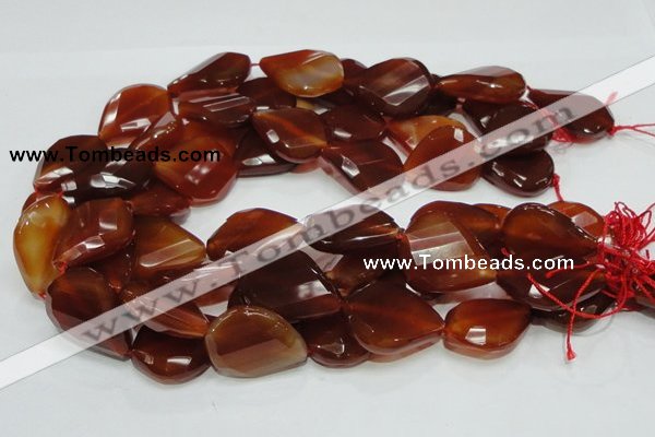 CAG230 15.5 inches 22*30mm faceted twisted teardrop red agate beads