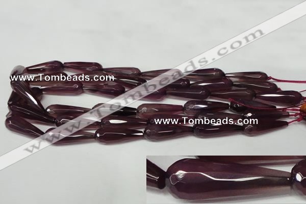 CAG2305 15.5 inches 10*30mm faceted teardrop agate gemstone beads