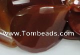 CAG231 15.5 inches 30*40mm faceted twisted teardrop red agate beads