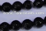 CAG2316 15.5 inches 12mm faceted round black line agate beads