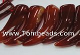 CAG233 15.5 inches 15*46mm horn-shaped red agate gemstone beads