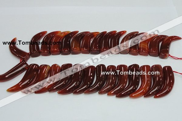 CAG233 15.5 inches 15*46mm horn-shaped red agate gemstone beads