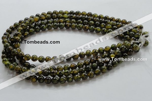 CAG234 15.5 inches 8mm round dragon veins agate gemstone beads