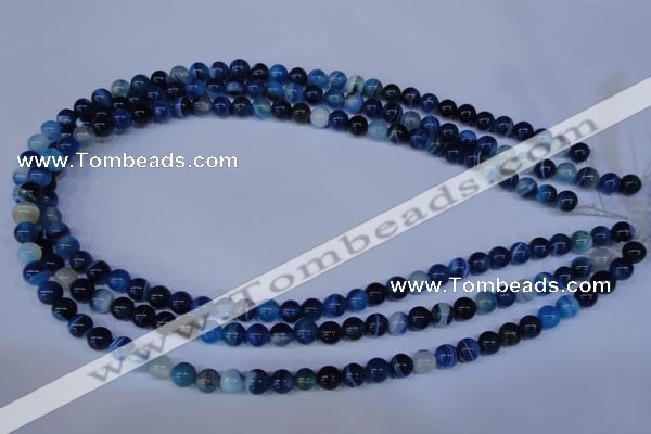 CAG2345 15.5 inches 14mm round blue line agate beads wholesale