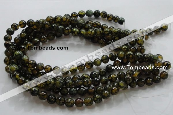 CAG235 15.5 inches 10mm round dragon veins agate gemstone beads