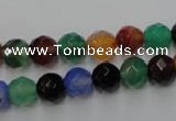 CAG2352 15.5 inches 8mm faceted round multi colored agate beads