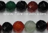 CAG2354 15.5 inches 12mm faceted round multi colored agate beads