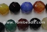 CAG2355 15.5 inches 14mm faceted round multi colored agate beads