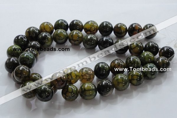 CAG238 15.5 inches 18mm round dragon veins agate gemstone beads