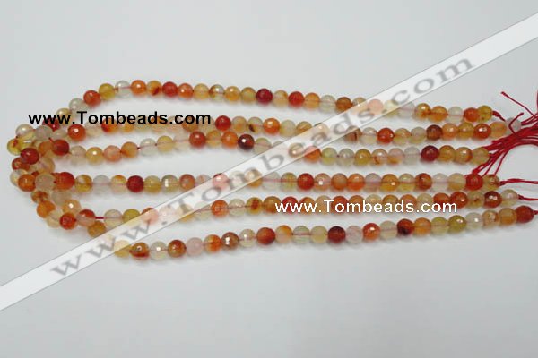 CAG2381 15.5 inches 6mm faceted round red agate beads wholesale