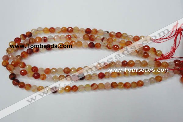 CAG2382 15.5 inches 8mm faceted round red agate beads wholesale